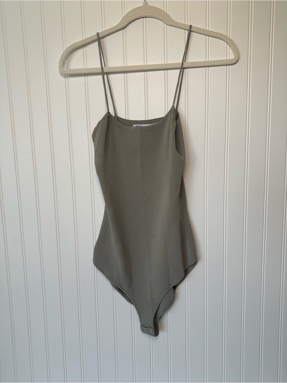 ZARA Sage Green Bodysuit, Unique Knitted Bodysuit, Sage Green Knitted One Piece